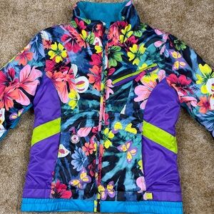 Obermeyer Kids Floral Ski Jacket Multicolor Winter Snow Coat I-Grow Size 7 EUC